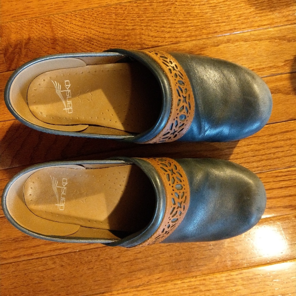 Dansko blue clogs